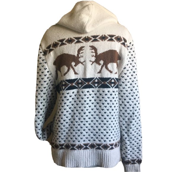 American Eagle Hooded Elk Fairisle Super Soft Sweater Cotton Blend Medium - Picture 5 of 10